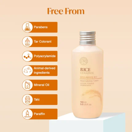 The Face Shop Rice Ceramide Moisturizing Toner 150ml – Korean Hydrating Toner for Glowing & Soft Skin